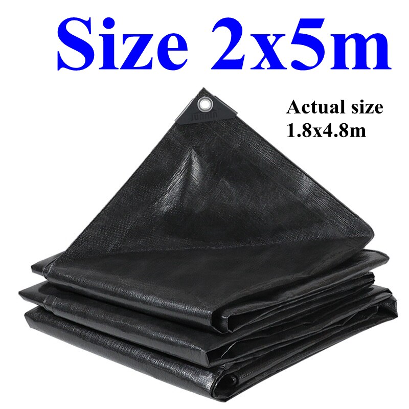 Zwart Pe Regendicht Doek Dekzeil Tuin Outdoor Luifel Zon Shade Sail Camping Boot Vrachtwagen Luifel Grondzeil Waterdicht Doek: 2x5m