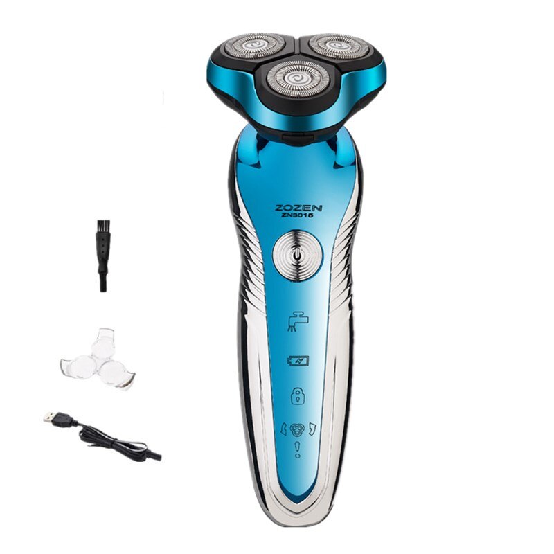 Barbeador elétrico Recarregável USB Display Digital Inteligente de Lavagem de Corpo Inteiro Barbeador máquina de Cortar Cabelo Nariz Aparador de Pêlos de Orelha: Standard BLUE