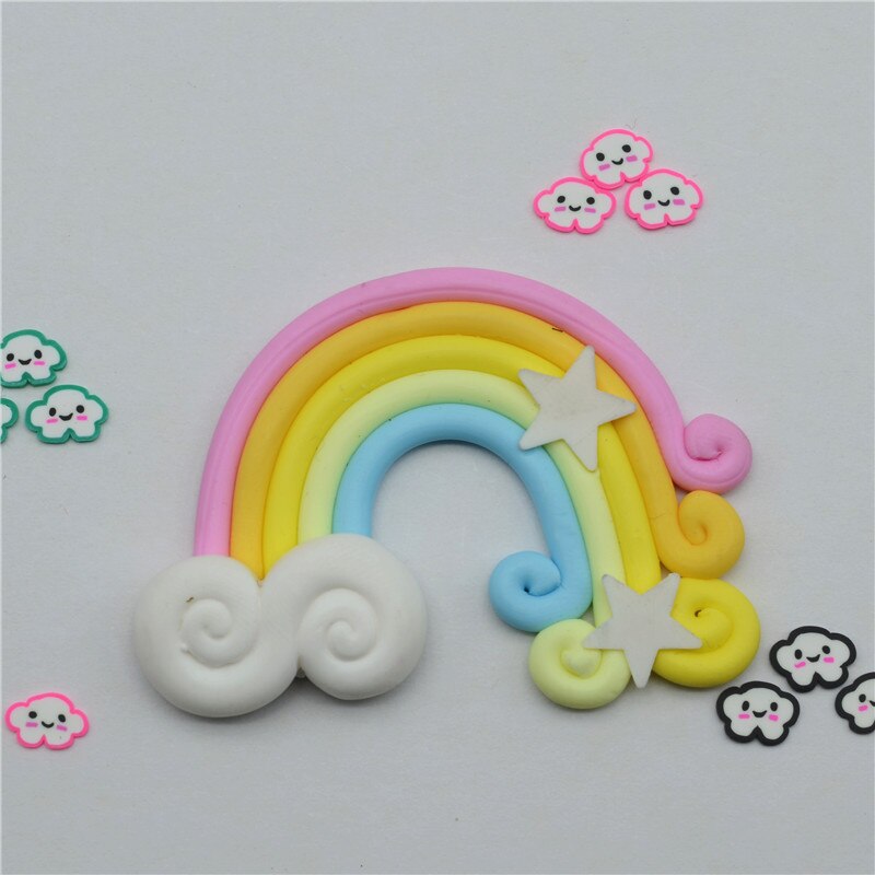 5 stk skjønnhet kawaii himmel spiral regnbue kjærlighet på pinne godteri polymer leire cabochons flatback til gjør-det-selv-telefondekorasjon: Regnbue 4