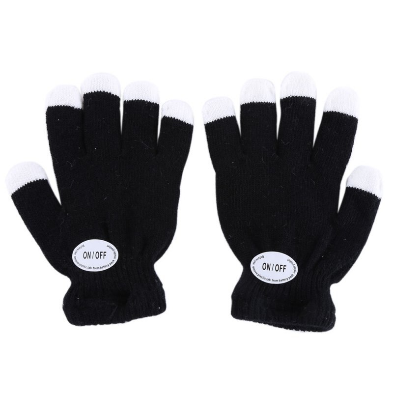 glühend Handschuhe Halloween freundlicher LED Rave Blinkt Warme Handschuh Licht hoch Finger Spitze Beleuchtung: Schwarz