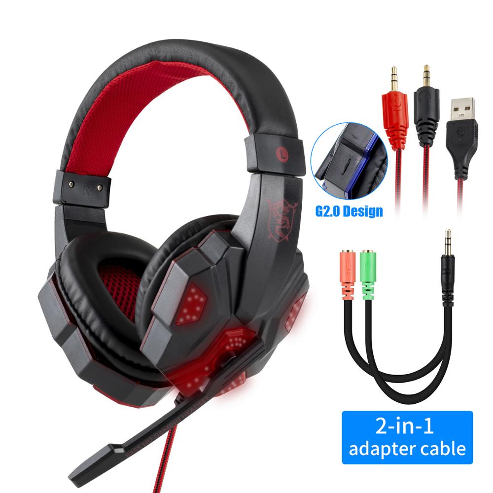 Casque filaire de joueur de basse de lumière Led avec le Microphone pour le commutateur PS4: Black Red PC Phone