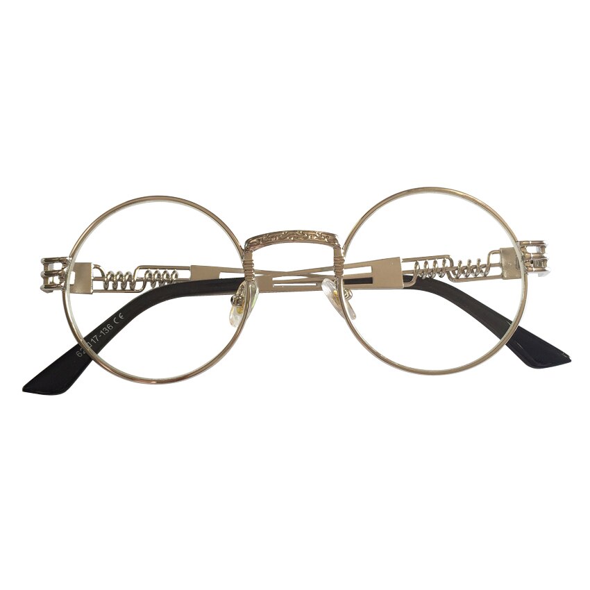 Peekaboo clear gold round frames eyeglasses for women vintage steampunk round glasses frames for men male nerd metal