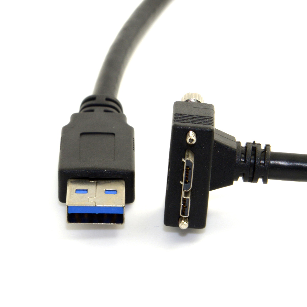 Xiwai 3m 90 Degree Right Angled Micro USB Screw Mount to USB 3.0 Data Cable for Point Grey Chameleon Camera