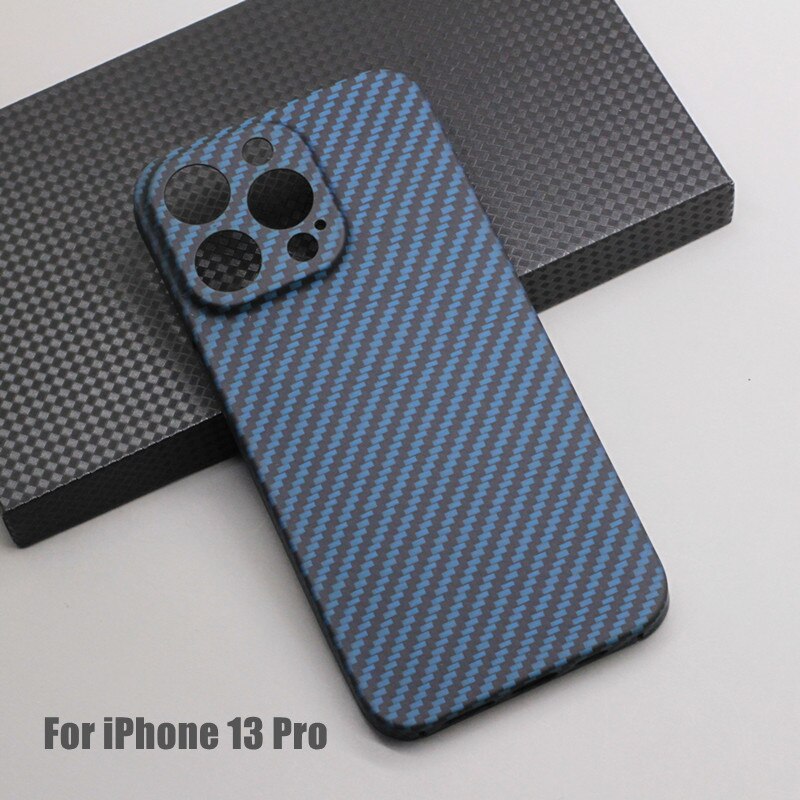 Amstar Navy-Blauw Carbon Fiber Lens Wrap Telefoon Case Voor Iphone 13 Pro Max Ultradunne Aramidevezel iphone 13 Pro Telefoon Cover: iPhone 13 Pro
