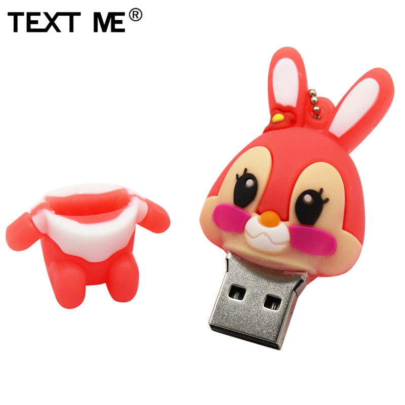 TEXT ME 64GB usb flash drive usb 2.0 4GB 8GB 16GB 32GB pendrive cute gray pink model rabbit