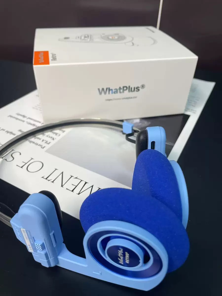 Originele whatplus retro iii  r3 draadloze bluetooth-koptelefoon, in-ear koptelefoon, hifi draadloze opvouwbare koptelefoon met ruisonderdrukking: Blauw