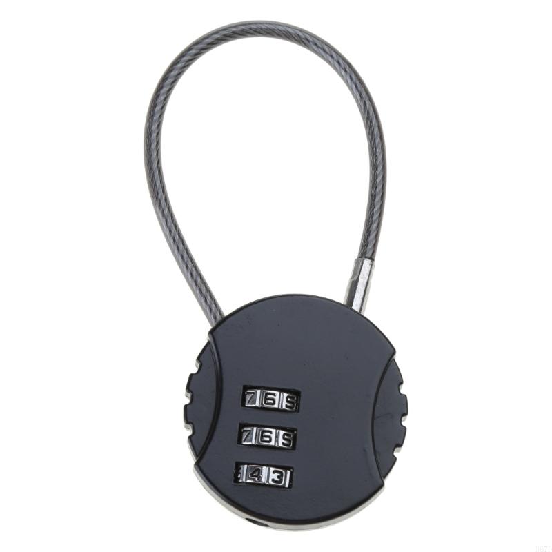 920L Small Travel Luggage Lock 3 Digit Combination Padlock Small Wire Rope Password Lock for Backpacks Gym School Lockers: black
