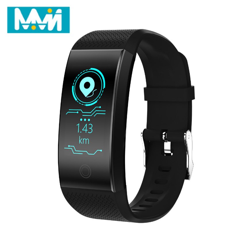Qw18 smarta armband sport smart klocka sport steg hjärtfrekvens fitness tracker smart armband för män realtidsmätning smart: Svart