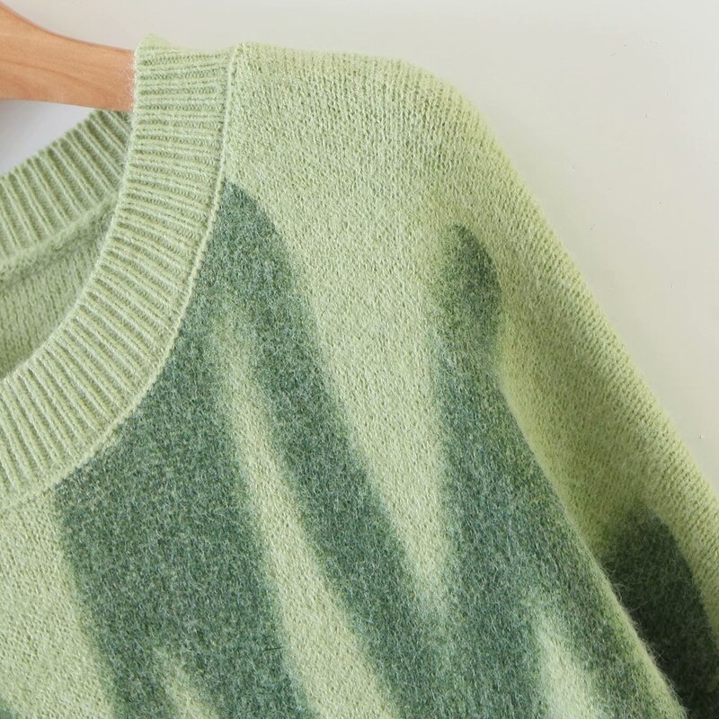 Oversized Sweater Green Pullover Women Knitted Sweater Loose Tops Winter O-Neck Harajuku Sueter Mujer pull Tie Dye Outerwear