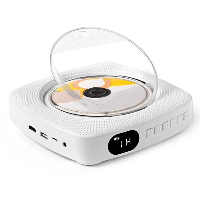 Bærbar cd-afspiller vægmonterbar dvd-afspiller fm-radio med bluetooth og fjernbetjening indbyggede hifi-højttalere (eu-stik)
