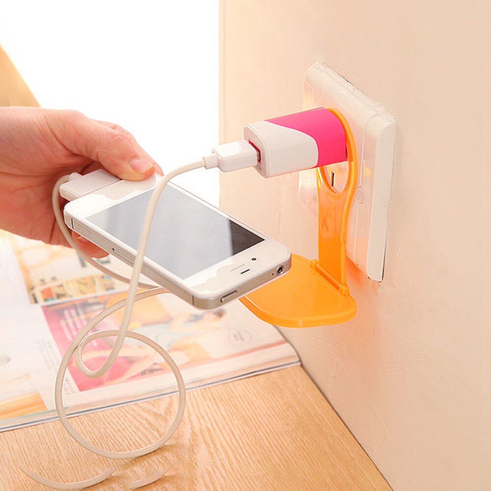 Telefoon Houder Universele Mobiele Telefoon Muur Stopcontact Voor Lader Oplader Kabel Opslag Opvouwbare Opladen Rack Hang Holder