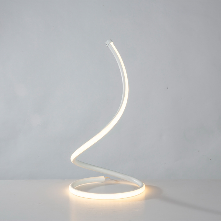 Lámpara de mesa Espiral de LED para el hogar, sala de estar, dormitorio, iluminación, luz de noche: White US Plug-No.1