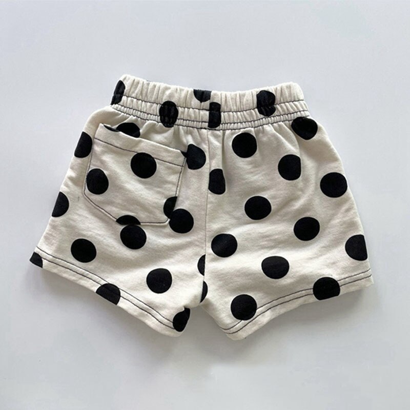 Boutique Streep Stippen Shorts Voor Jongen Meisje Anti-Rimpel Met Pocket Baby Meisje Zomer Kleding Outdoor Strand Toevallige Strakke riem Broek: dots / 12-18M