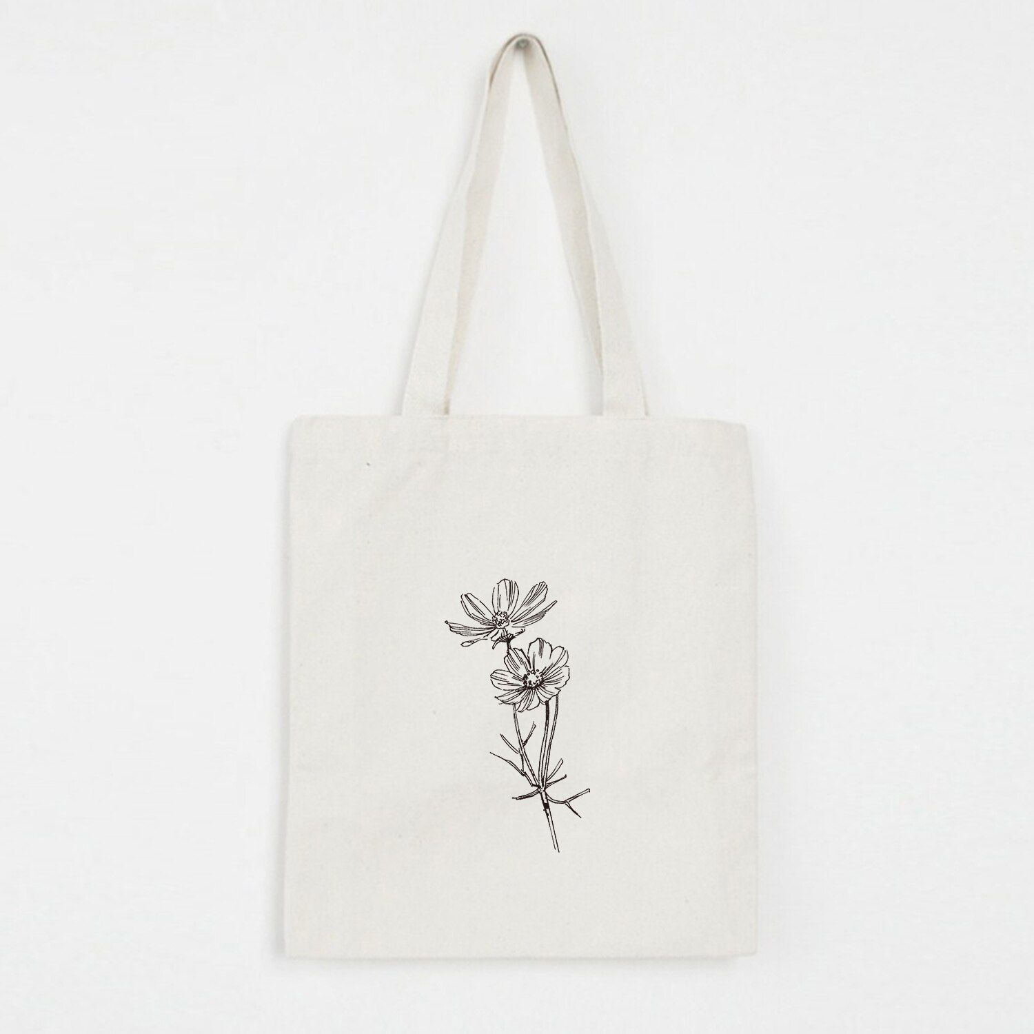 Bolso de hombro estampado de flores para mujer, con dibujo de líneas, estilo estudiante, Eco Harajuku, gran capacidad, arte literario