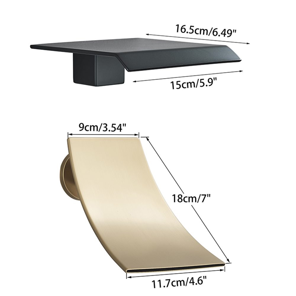 Brass Waterfall Faucet Spout Wall Mounted Bath Spout Bathroom Faucet Water Outlet Faucet Accessories Chrome/Golden/Black/nickel