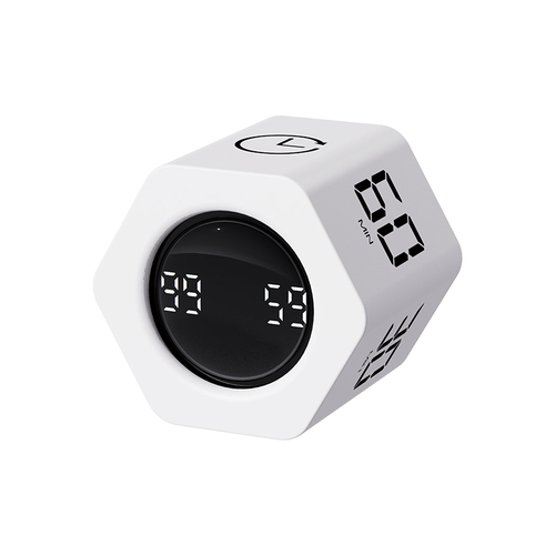 LED-Anzeige, Produktivität, Würfel-Timer, Schwerkraftsensor, Umdrehen, voreingestellte Zeit, Dual-Modi, Countdown, Kochen, digitaler Timer-Ofen: WHITE
