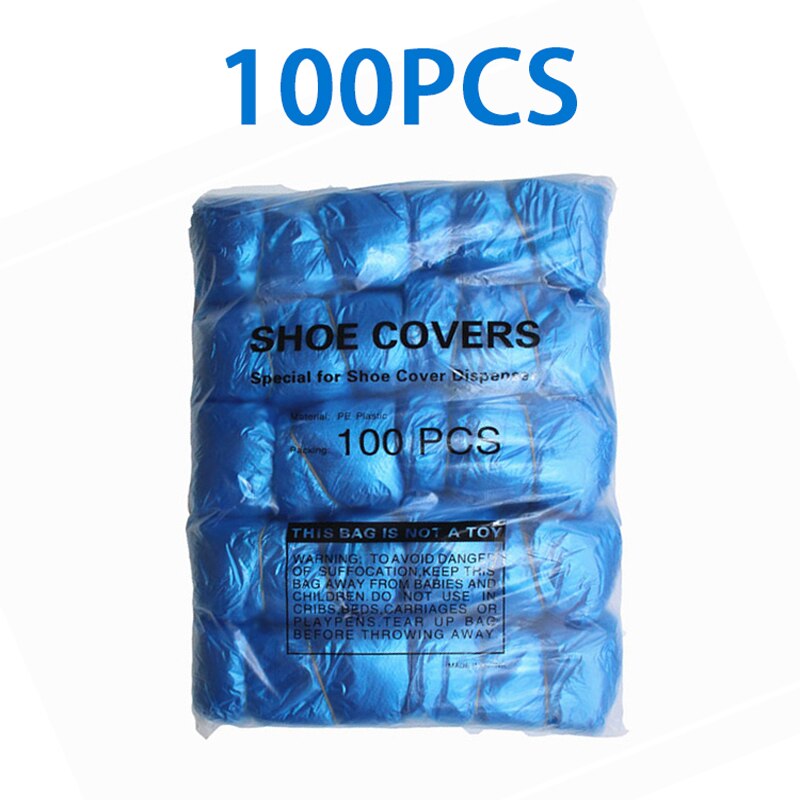 Disposable T-Buckle Overshoes for Automatic Shoe Cover Dispensers Dustproof Boot Covers Waterproof Plastic and Non-Woven Indoor: 100pcs
