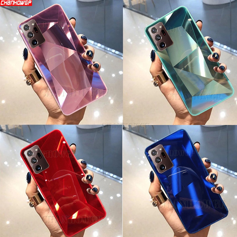 Do Samsung Galaxy Note 20 Ultra Case Glitter 3D pryzmat diamentowe lustro etui na telefony do Galaxy Note20 Note 20 miękka krawędź tylna okładka