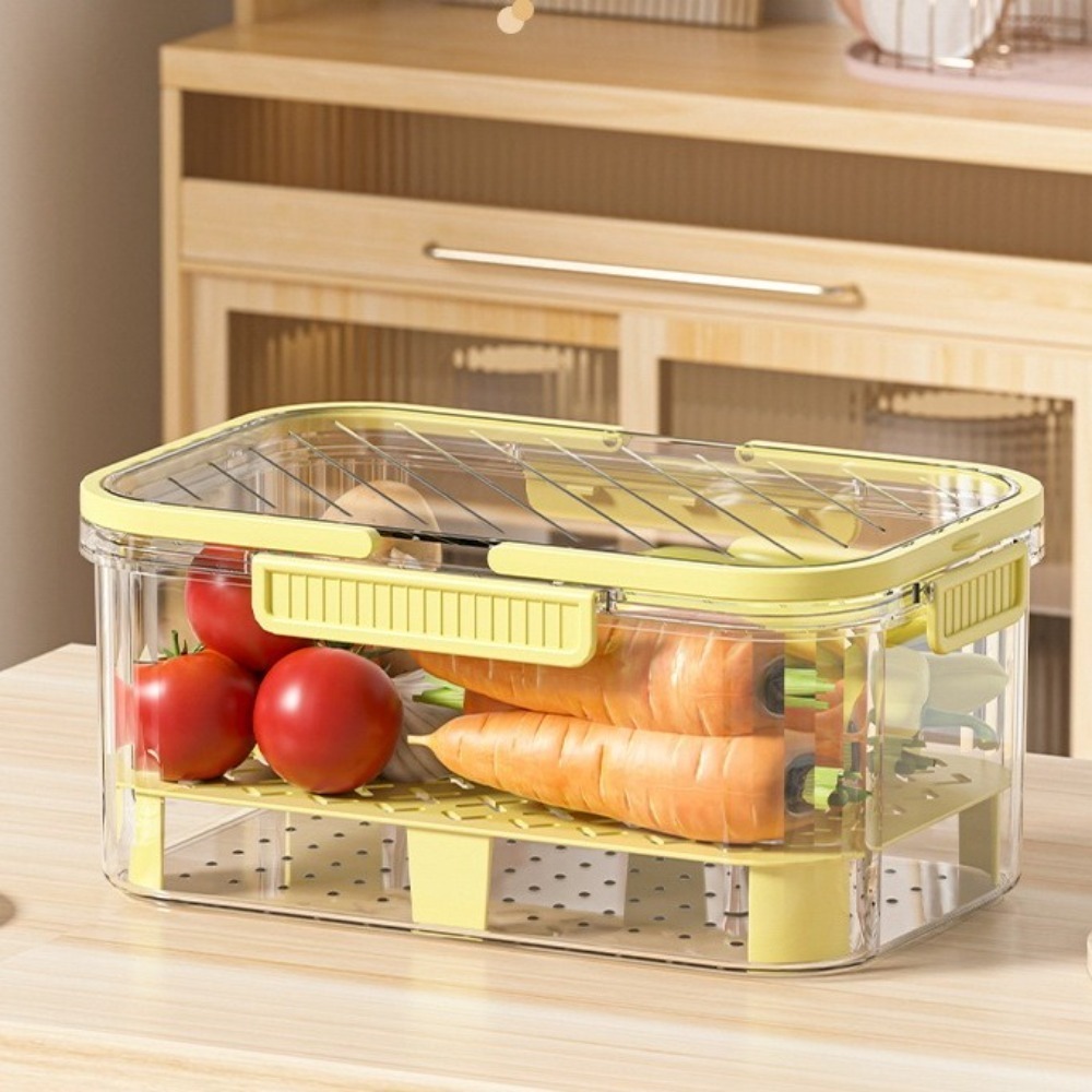 Dobbeltlagsbeholder til madopbevaring med stor kapacitet med håndtag, intervalopbevaringsboks, lækagesikker opbevaringsboks til kæledyr, picnic