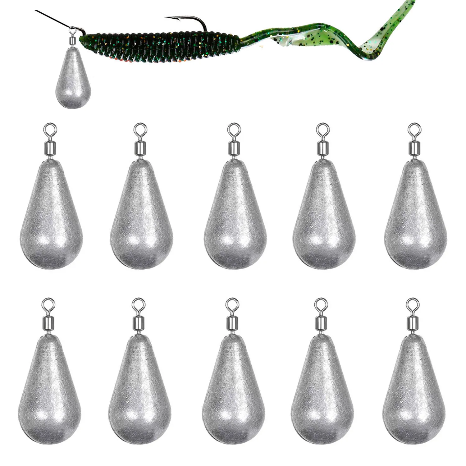 10 pçs/lote chumbadas de peso de pesca 3.5g 5g 7g 10g 14g 20g isca macia chumbada baixo equipamento de pesca acessórios