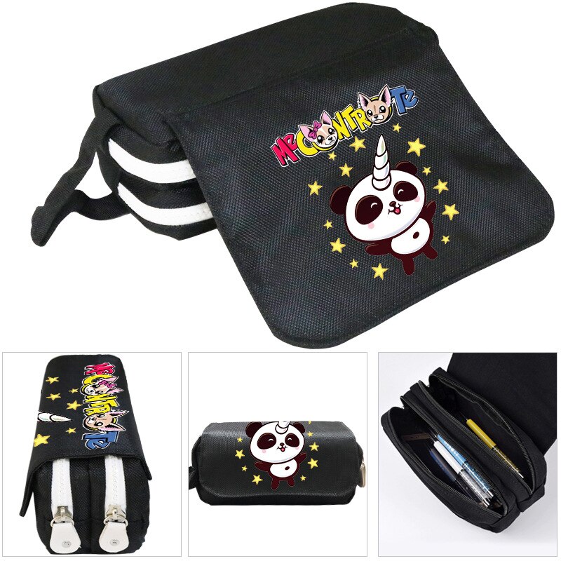 Lady Cosmetic Bag Girls Big Pencil Pouch Me Contro Te Pencil Case Oxford Cloth Double-layer Pencil Bag for School Student Boys: black 6