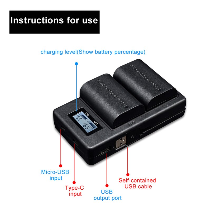 PALO LP-E6 LP E6 LPE6 USB chargeur de batterie pour appareil photo rapide écran LCD pour Canon 5D Mark II III 7D 60D EOS 6D 70D 80D batterie