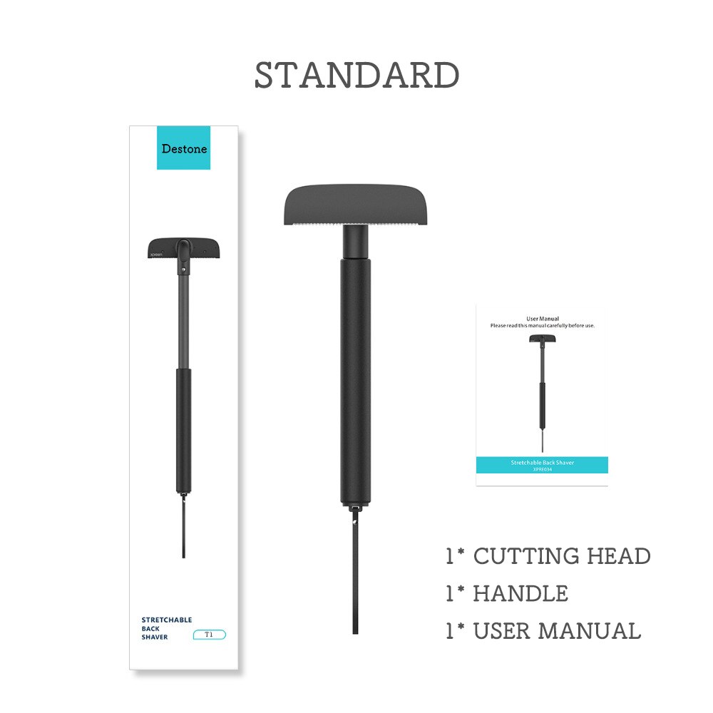 Destone Back Shaver for Men Folded Razor Dry Wet Shaving Manual Hair Removal Adjustable Back Razor Blades Body Groomer Trimmer: Standard