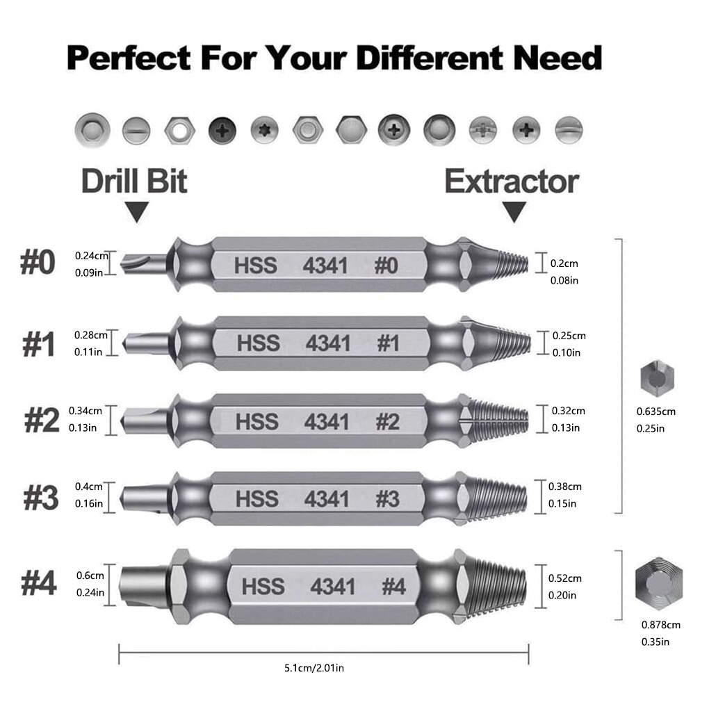 5pcs Damaged Screwdriver Broken Head Bolt Extractor Puller Woodworking Drill Bit Guide Kit Puller Screw Removal Tool Accessories