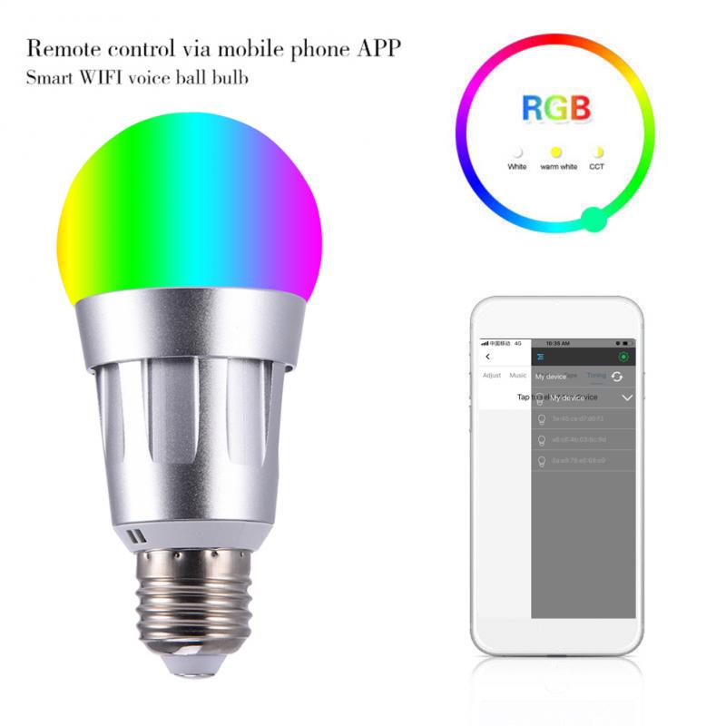 RGBW Smart WIFI Led Light Bulb 7W E27 B22 E14 Smart Home Bluetooth Lamp Color Compatible With Alexa Google Home: E27