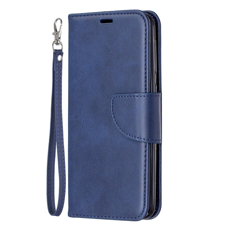 Mænd mobiltelefonhylster til cover redmi note 8 pro redmi note 8t telefontasker ensfarvet læderetui kort slot telefonboks  e07f: Til redmi note 8 / Blå