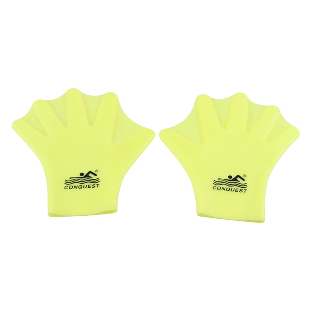 Guantes de Entrenamiento de natación suave para adultos y niños, manoplas portátiles de dedo completo, con aletas cerradas, para uso en exteriores, 1 par: YELLOW / Adult