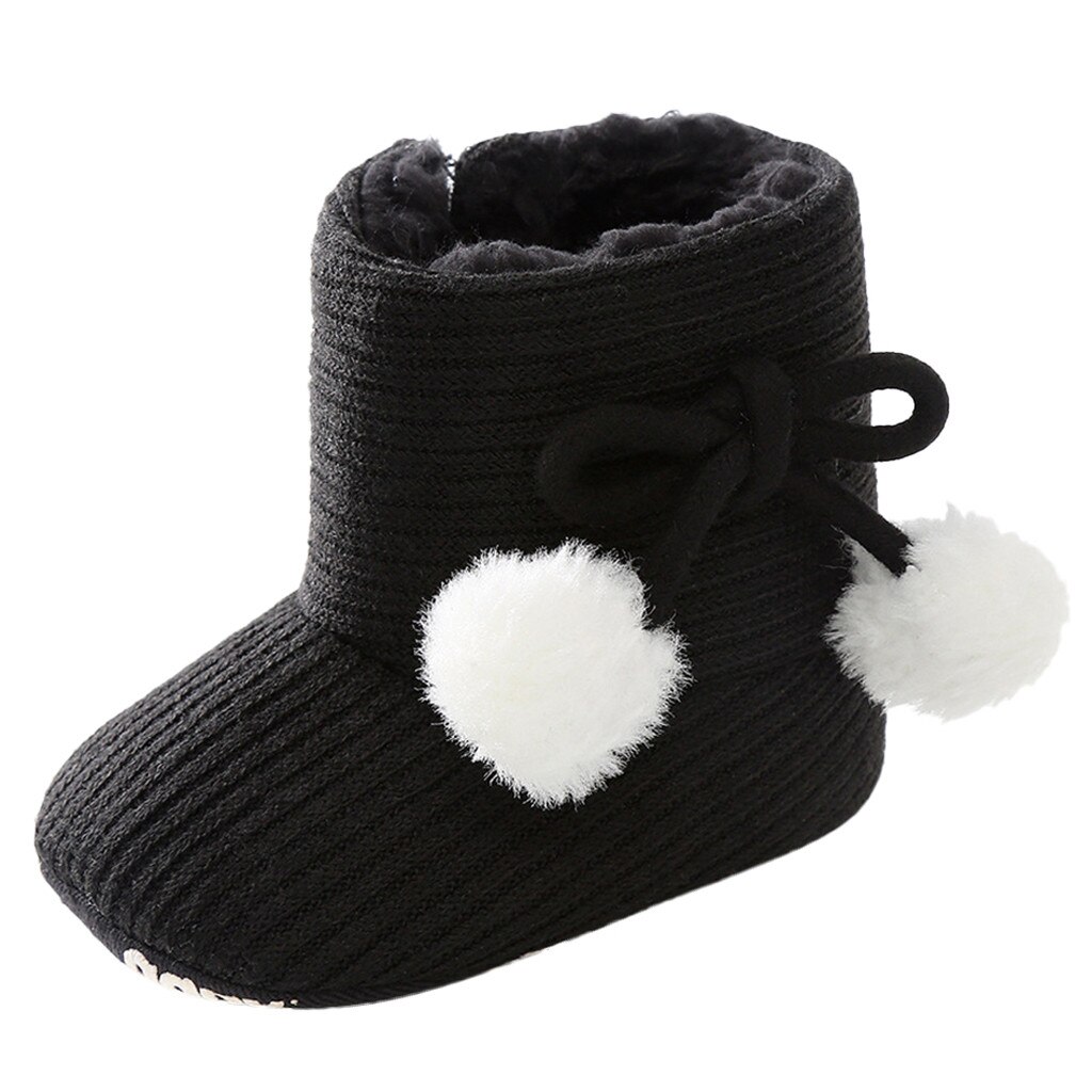 Bottes pour bébés hiver bébé filles chaussures solides anti-dérapant enfant en bas âge neige chaude Prewalker slip-on caoutchouc coton bottes souples pour les enfants: Black / 6