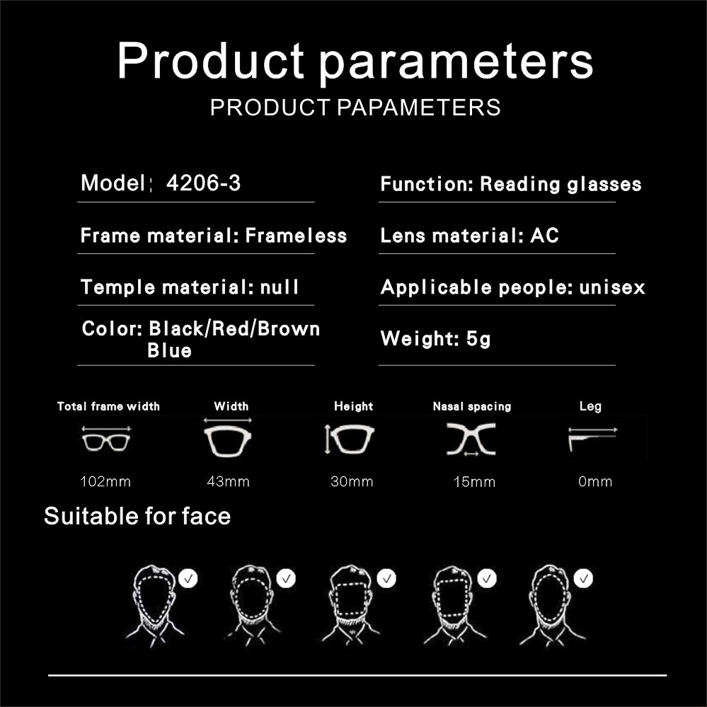 Pince-nez Mini Nose Women Readers Mens Reading Glasses Man Presbyopia Glasses 1.0 1.5 2.0 2.5 3.0