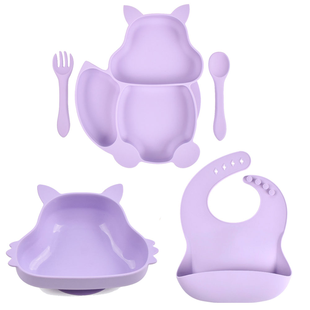 Juego de vajilla de silicona para bebé, platos de grado alimenticio, forma de Animal, plato para niños, sin BPA, antideslizante, 5 unids/set: Y2