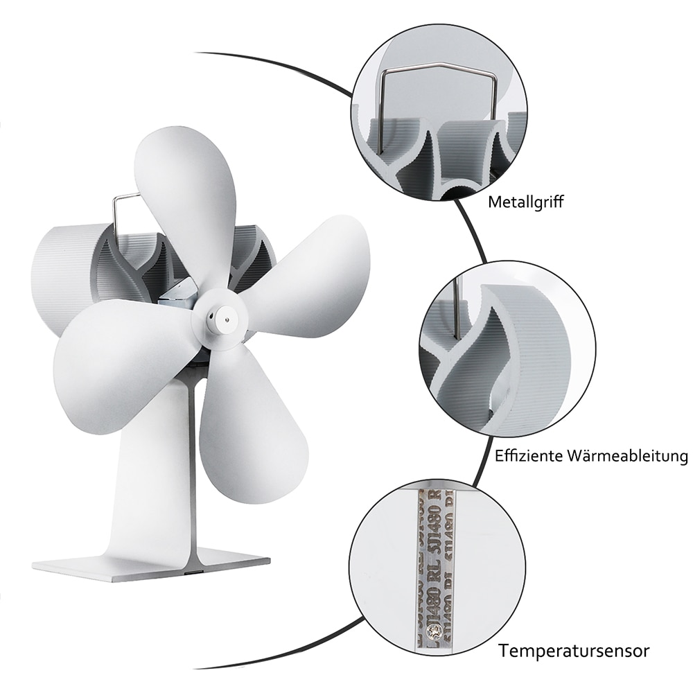Silencioso Ventilador Lareira 4 Lâmina De Calor Alimentado Fogão Ventilador de Madeira/Log Lareira/Recuperador de calor Eficiente de Distribuição de Calor de Combustível de poupança de energia