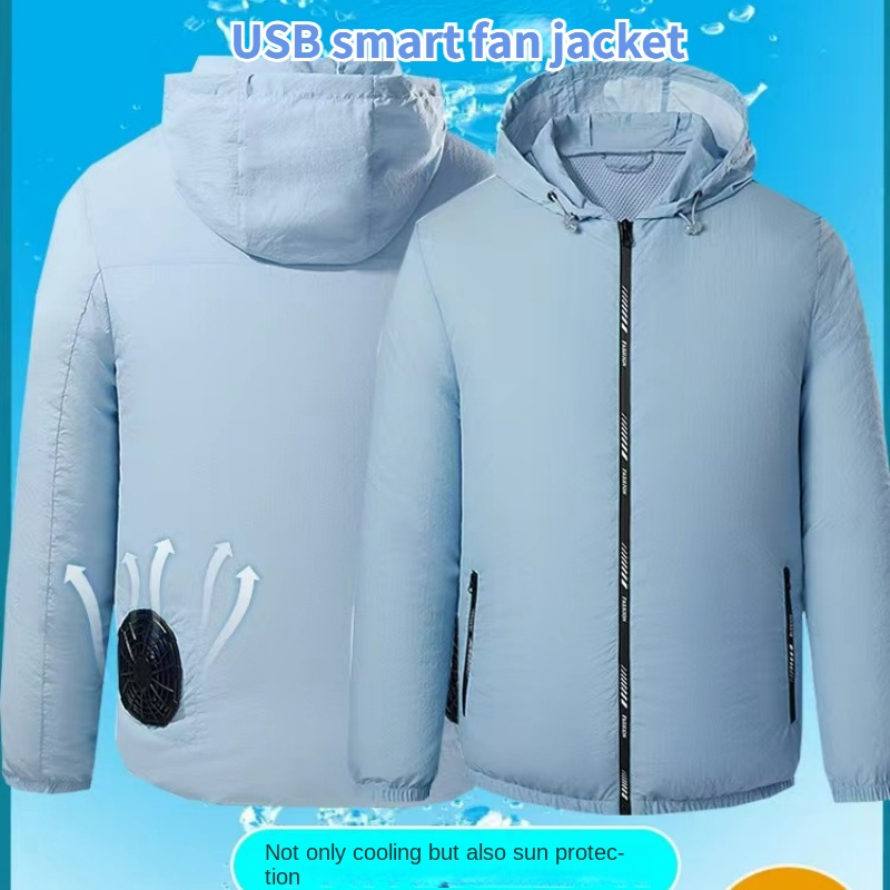Cool Fan Jacket ricarica USB da uomo raffreddamento condizionatore d'aria vestiti estate escursionismo vestiti protezione UV esterna cappotto con cappuccio donna