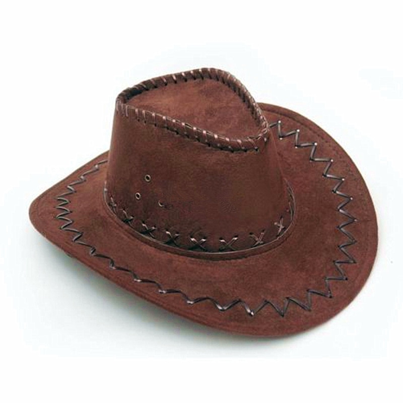 Café sombrero de vaquero hombres gamuza aspecto Wild West Fancy vestido mujeres damas Cowgirl Unisex sombrero más Casual verano