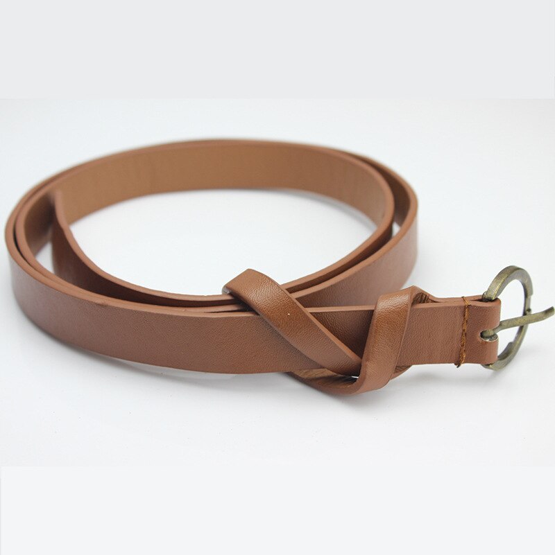 Cinturón con hebilla de doble anillo para mujer, Vintage informal, hebilla plateada que combina con todo, cinturilla de cuero artificial, novedad de: Z