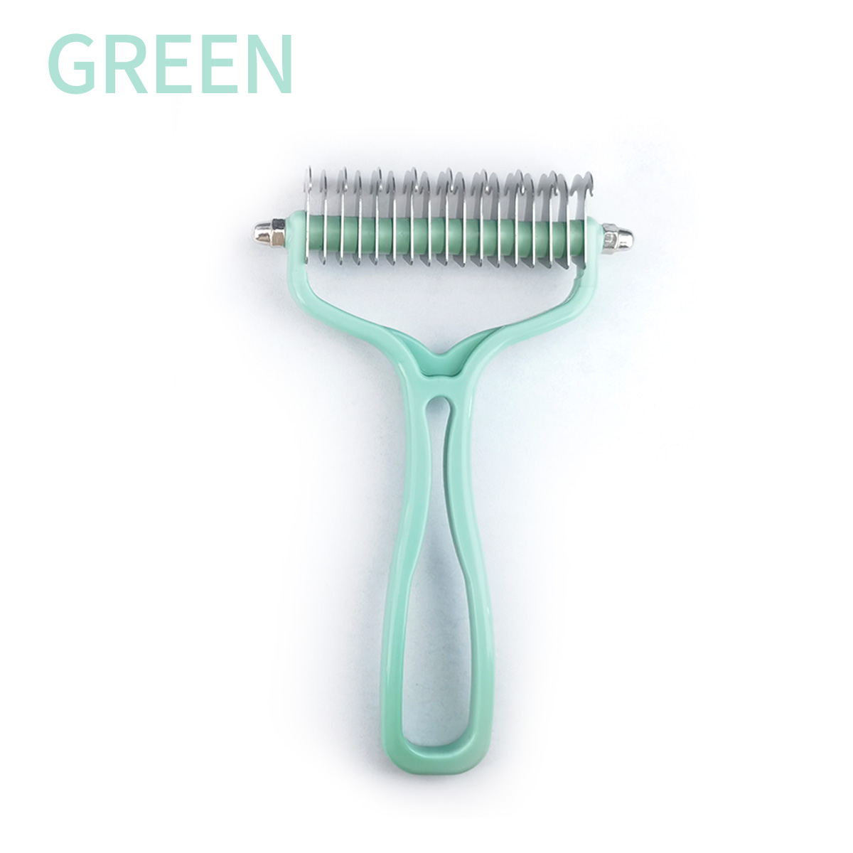 Brosse pour chat, coupe-noeud en fourrure de chat, peigne d'épilation pour animaux de compagnie, outils de toilettage pour chiens, brosse Double face en acier inoxydable, produits pour animaux de compagnie: vert clair