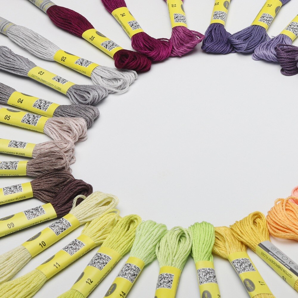 35 DMC Colors Cotton Floss Cross stitch Embroidery Thread 6 strands Double Mercerized Singed Egyptian long fiber