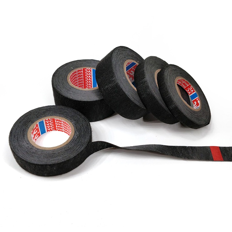 9/15/19/25MM Heat-resistant Adhesive Cloth Fabric Tape For Automotive Cable Tape Harness Wiring Loom Electrical Heat Tape 15M