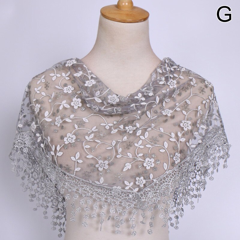 Vrouwen Bloemen Sjaal Wrap Lace Sheer Kwastje Sjaal Mode Hollow Tassel Lace Rose Bloemen Knit Driehoek Mantilla Sjaals: G
