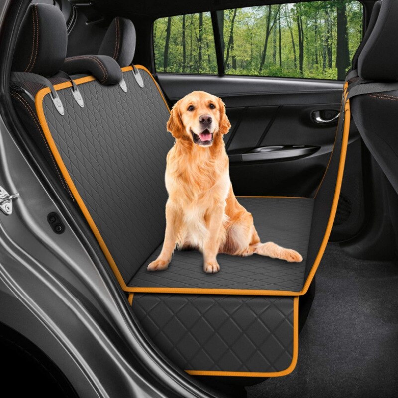 Bilsædebetræk hundebilmåtte vandtæt kæledyrs hundebærer biler bagpå sædeunderlag hængekøje pude beskyttelsesmåtte skridsikker foldning: Orange kant