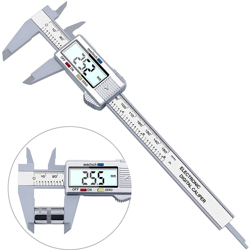 150mm LCD Digital Caliper Carbon Fiber 6Inch Electronic Vernier Caliper Micrometer Measuring Tool Thickness Depth Gauge Ruler