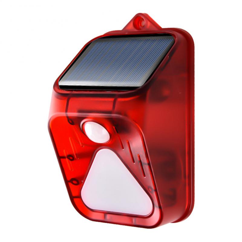 Solar Alarm Lamp Afstandsbediening Security Alarm Motion Sensor Alarm Sirene Pir Motion Sensor Detector Voor Home Yard Outdoor: 02 red