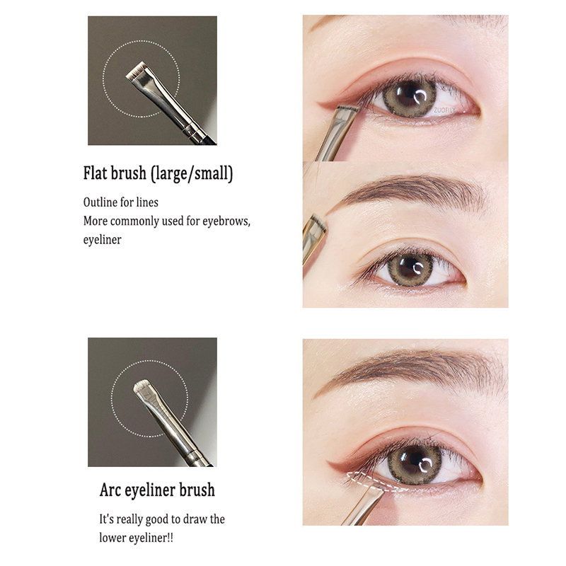 Brocha plana de nailon para delineador de ojos, delineador fino de línea de cejas, delineador de ojos negro, contorno de cejas, herramientas de maquillaje cosmético