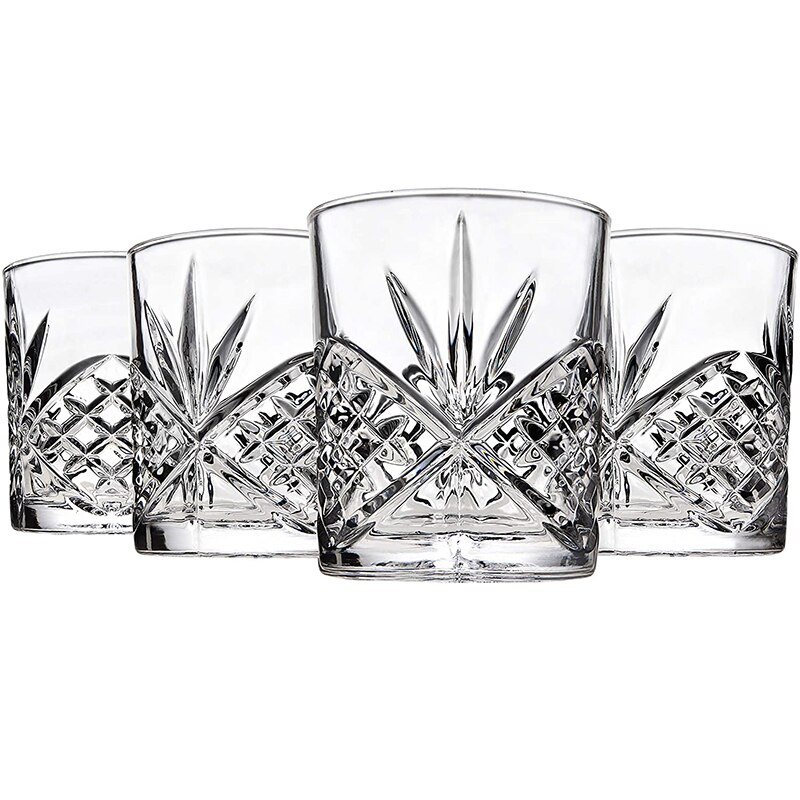 Hellodream loodvrij klassiek whiskyglas old fashioned glas voor whisky scotch 11.49 oz- set  of 2