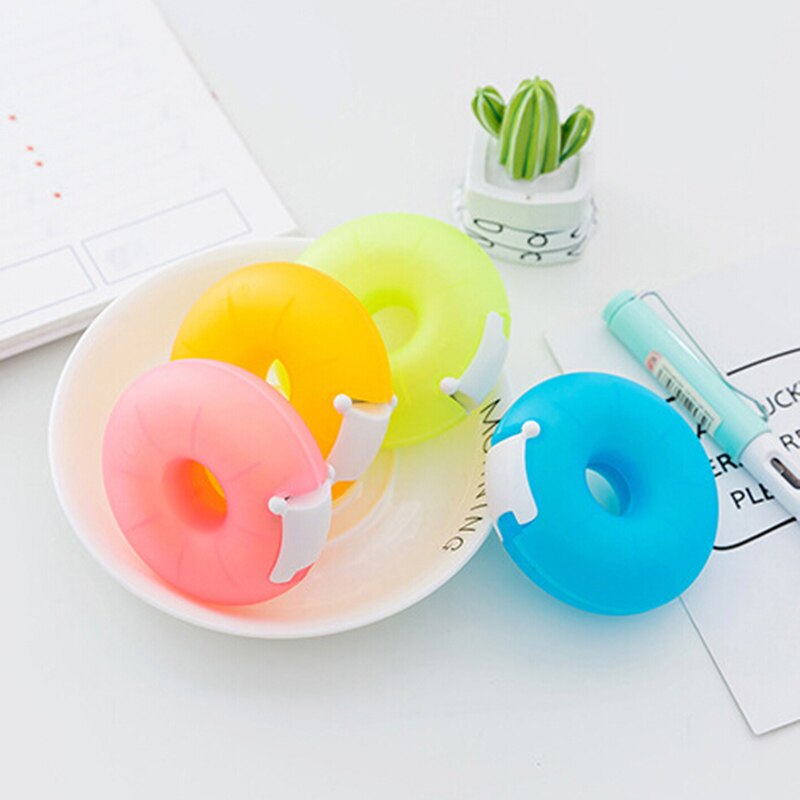 Korea Portable Donut Tape Holder Invisible Tape Cutter Cartoon Tape Dispenser Stationery With Small Tape Inside