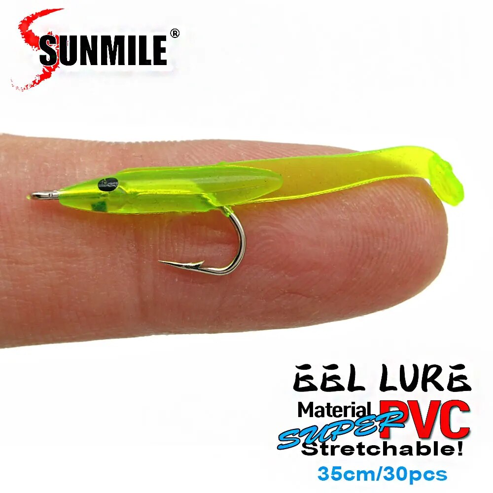 SUNMILE 30 Uds Anguila señuelo de Pesca suave 35mm PescaTackle Wobblers Señuelos de Pesca carpa Leurre Souple cebos blandos