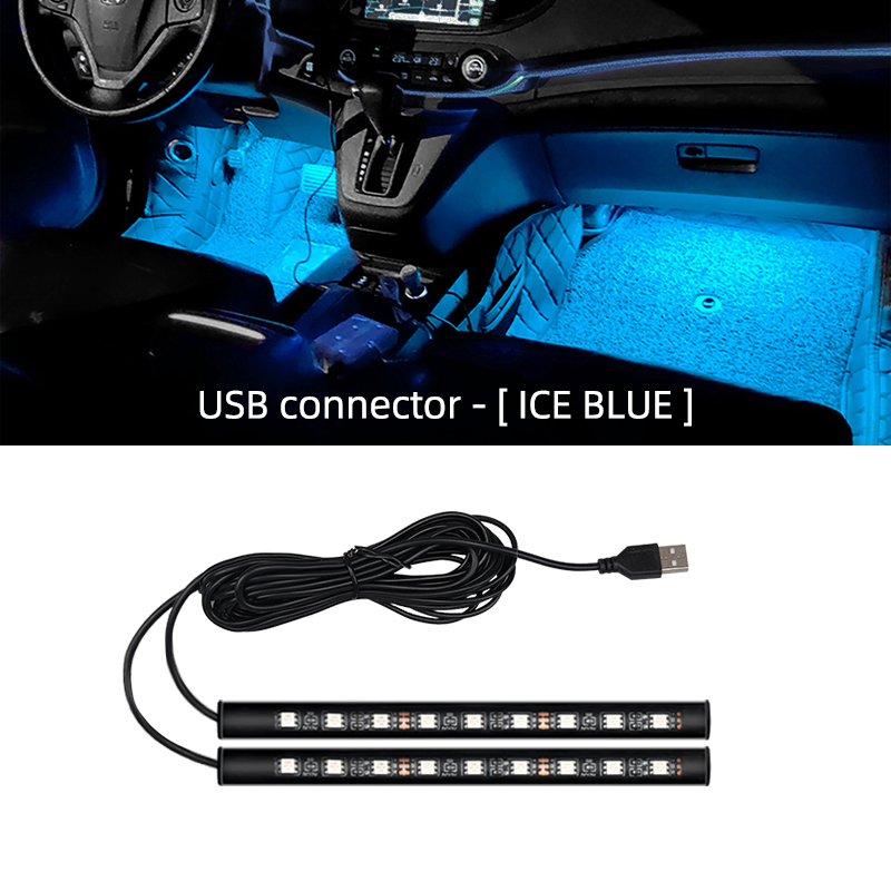 Luz LED de neón para Interior de coche, iluminación de fondo con decoración USB, Lámpara decorativa de ambiente automático Universal de 5V, 18 LED: 4300 K blanco amarillo